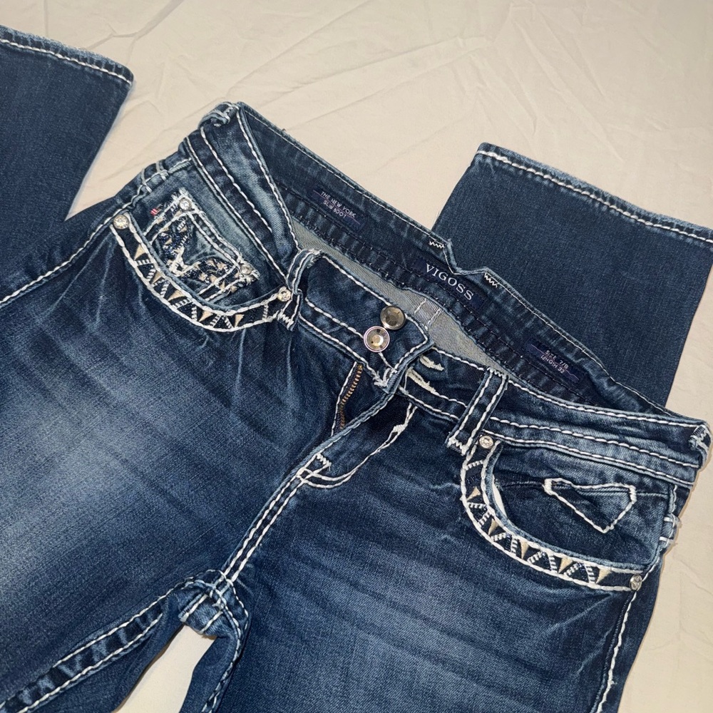 Vigoss Blue Boot Cut Jeans with Ornate Stitching